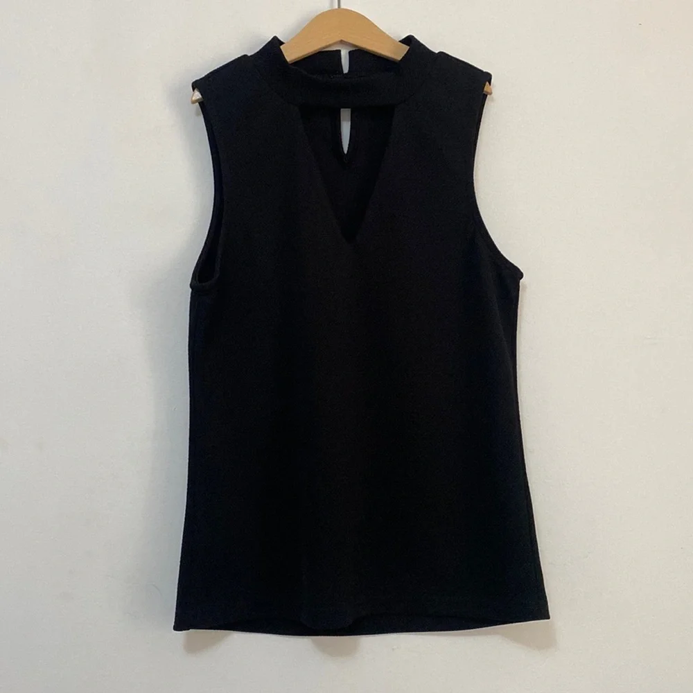 Valleygirl - Black Sleeveless, Chocker and V neckline Top - Size Small - Picture 2 of 5